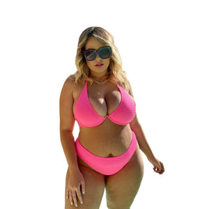 Biquíni Aro Único Fio Duplo Santorini Plus Size cor Rosa