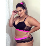 Conjunto Com Base Renda Calcinha Caleçon Plus Size cor Preto