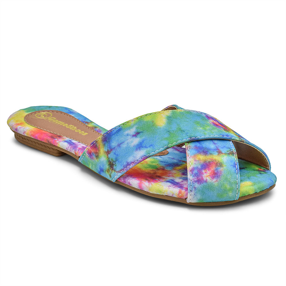 Rasteirinha Feminina Cetim Elegante Confortável cor Tie Dye