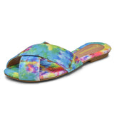 Rasteirinha Feminina Cetim Elegante Confortável cor Tie Dye