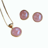 Conjunto Banhado a Ouro 18K com Quartzo Rosa cor Dourado