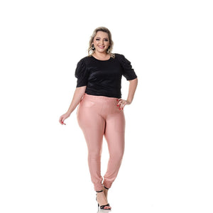 Calça Feminina Jogger Power Cierre Premium cor Rose Metal