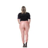 Calça Feminina Jogger Power Cierre Premium cor Rose Metal