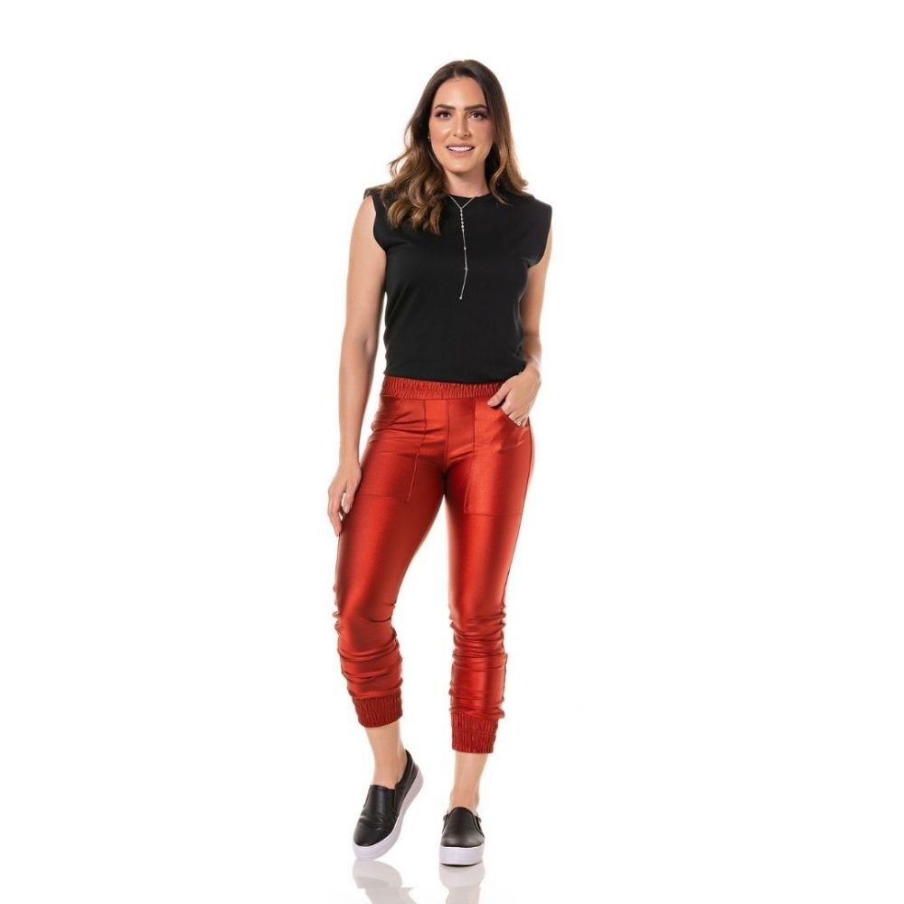 Calça Jogger Feminina Power Cierre Linha Premium cor Terra