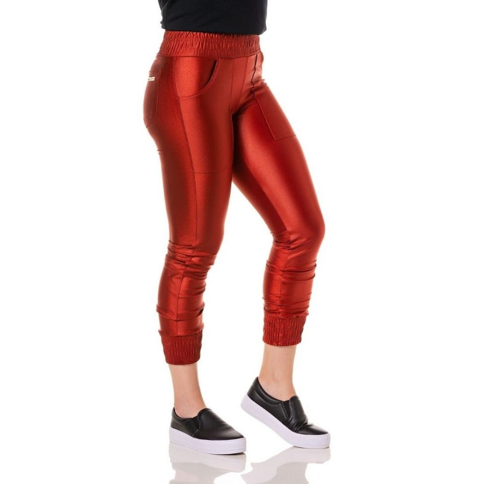 Calça Jogger Feminina Power Cierre Linha Premium cor Terra