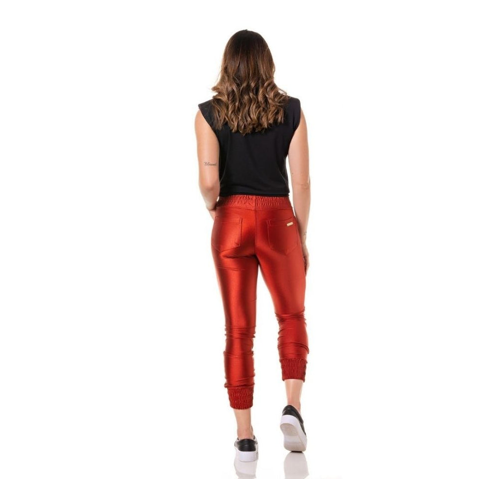 Calça Jogger Feminina Power Cierre Linha Premium cor Terra