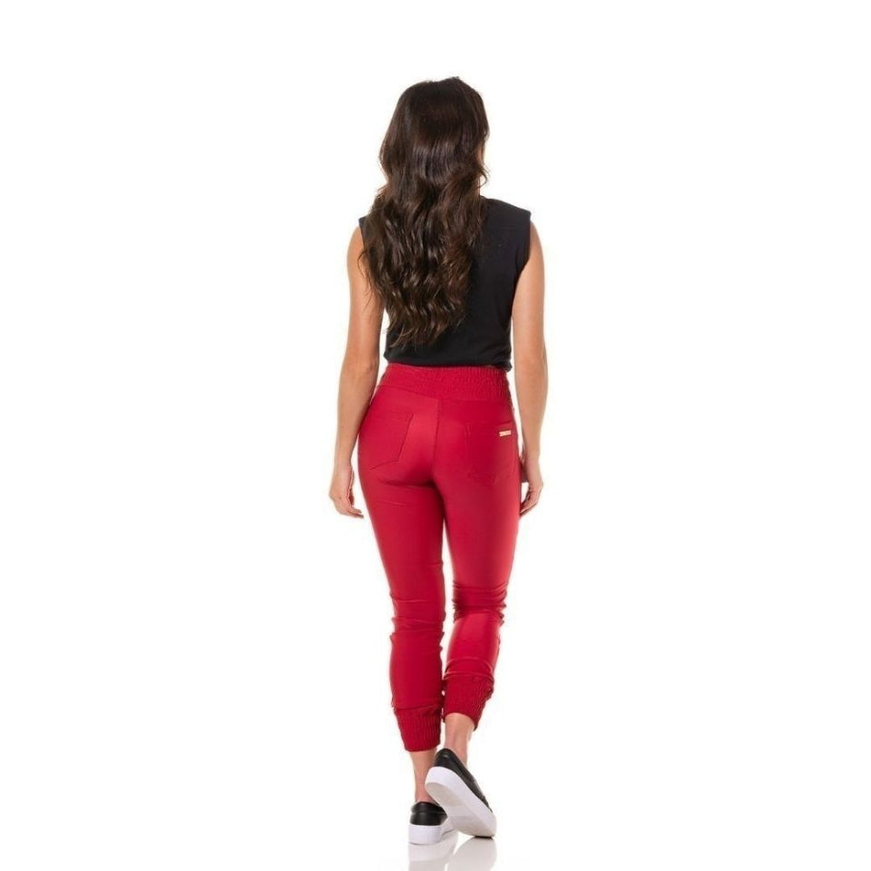 Calça Feminina Jogger Power Cierre Premium cor Vermelho