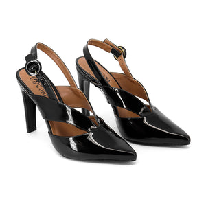 Scarpin Feminino Salto 11cm Cone Social Bico Fino cor Preto