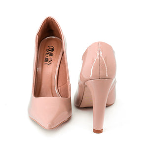 Scarpin Feminino Salto 10,5cm em Cone Bico Fino cor Natural