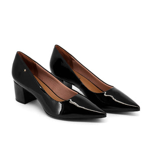 Scarpin Feminino Salto 5,5cm Robusto Bico Fino cor Preto