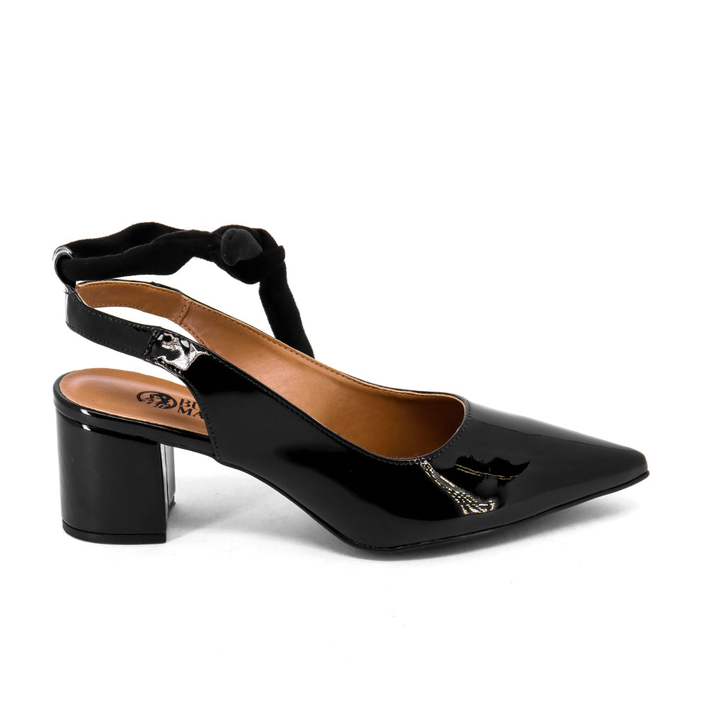 Scarpin Feminino Salto 5,5cm Robusto Aberto Atrás cor Preto