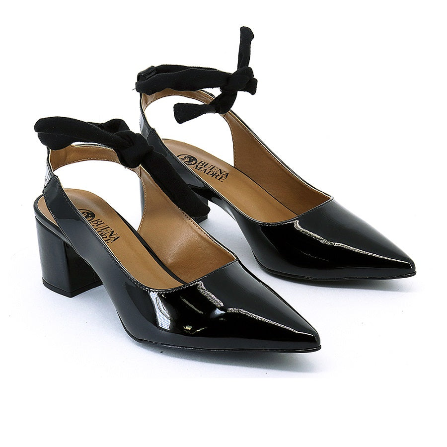 Scarpin Feminino Salto 5,5cm Robusto Aberto Atrás cor Preto