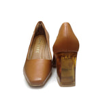 Scarpin Feminino Salto 10cm Robusto Elegante cor Caramelo