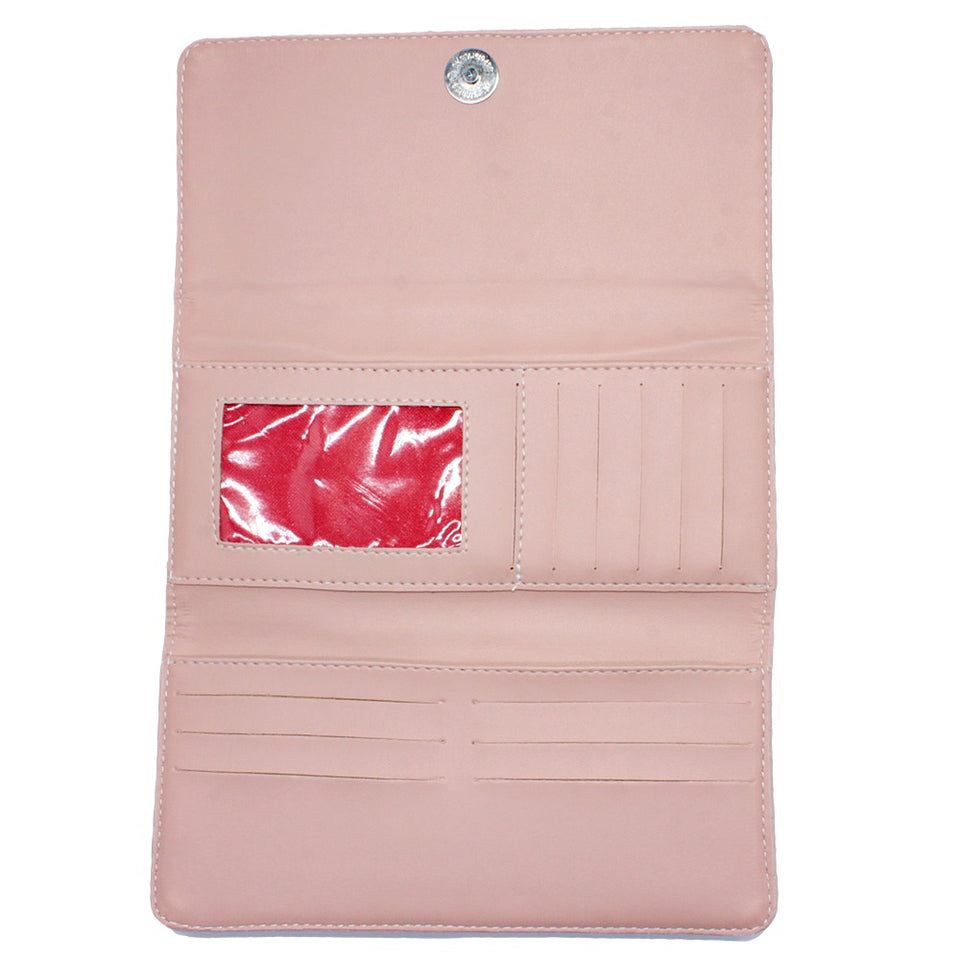 Kit Feminino 3 em 1 - Bolsa Rose + Carteira cor Rose + Brinco