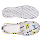 Tênis Feminino Slip On Floral Azul e Amarelo Fundo Branco