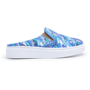 Tênis Mule Feminino Moderno Premium Floral Azul Fundo Branco