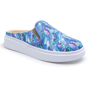 Tênis Mule Feminino Moderno Premium Floral Azul Fundo Branco