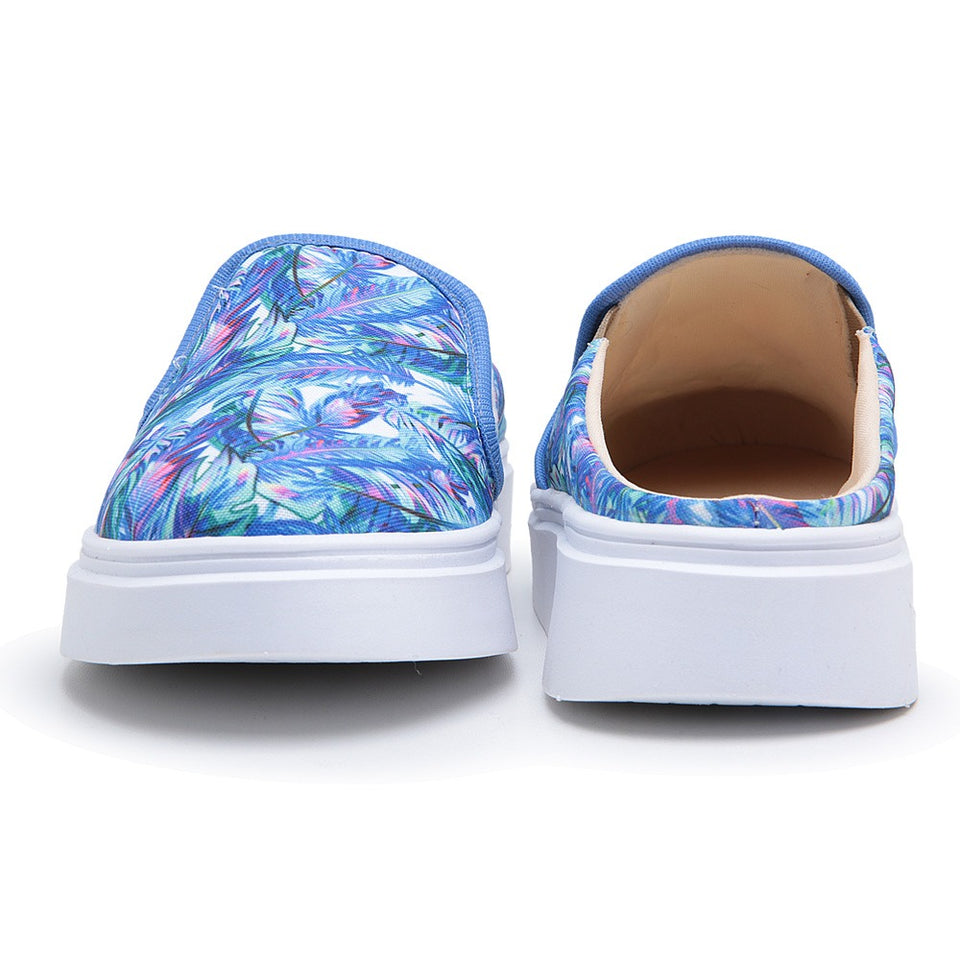 Tênis Mule Feminino Moderno Premium Floral Azul Fundo Branco