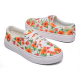 Tênis Feminino Moderno Estampa Floral Laranja Fundo Branco