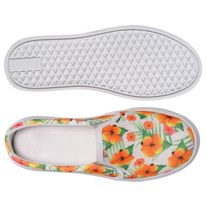 Tênis Mule Feminino Premium Floral Laranja Fundo Branco