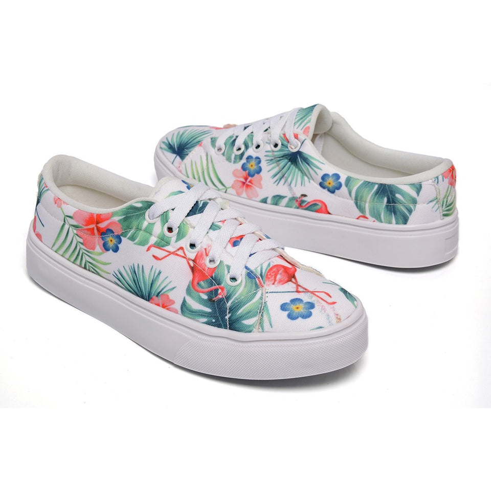 Tênis Feminino Moderno Estampa Floral Colorida Fundo Branco