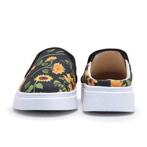 Tênis Mule Feminino Premium Floral Girassol Fundo Preto