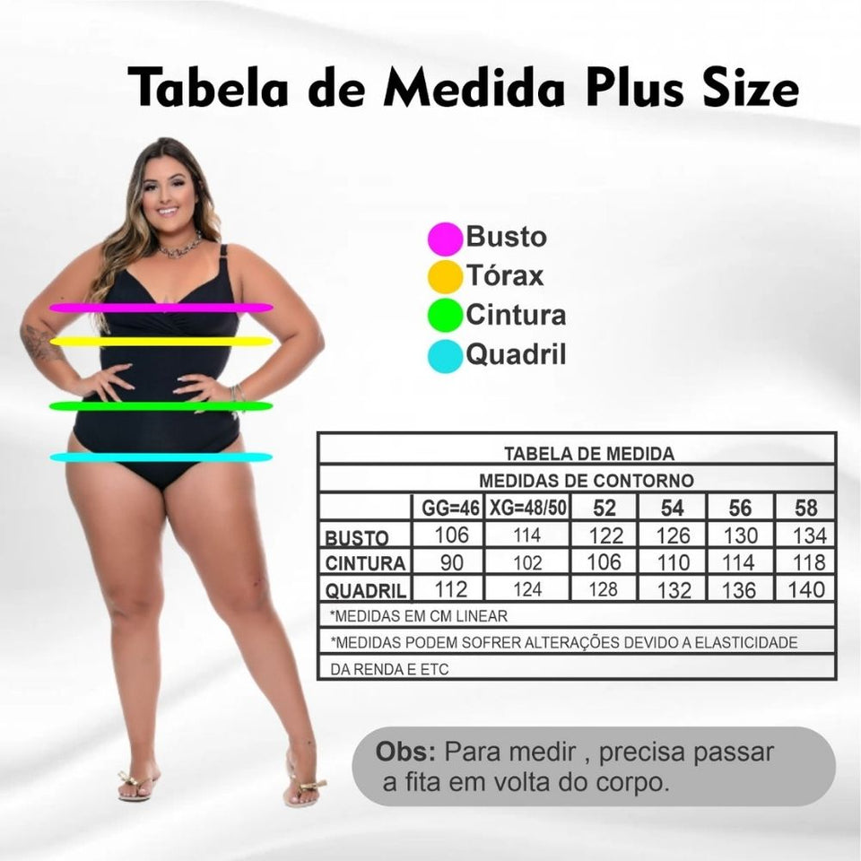 Biquíni Meia Taça Plus Size Calcinha Fio Duplo cor Preto